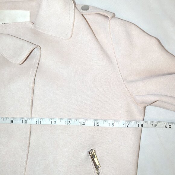 Anthropologie | Faux Leather Suede Crop Moto Jacket Pale Blush Pink | Size XS - Picture 10 of 13